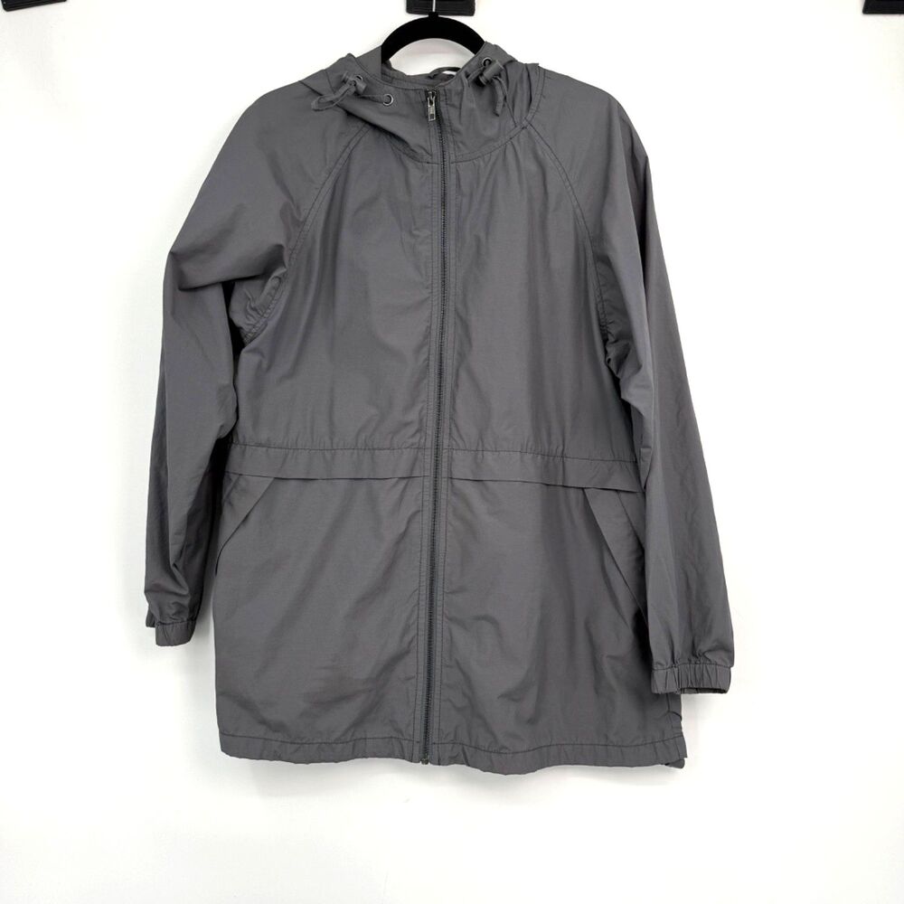 Eileen Fisher Women's M Hooded Anorak Gray Jacket Minimalist Classic